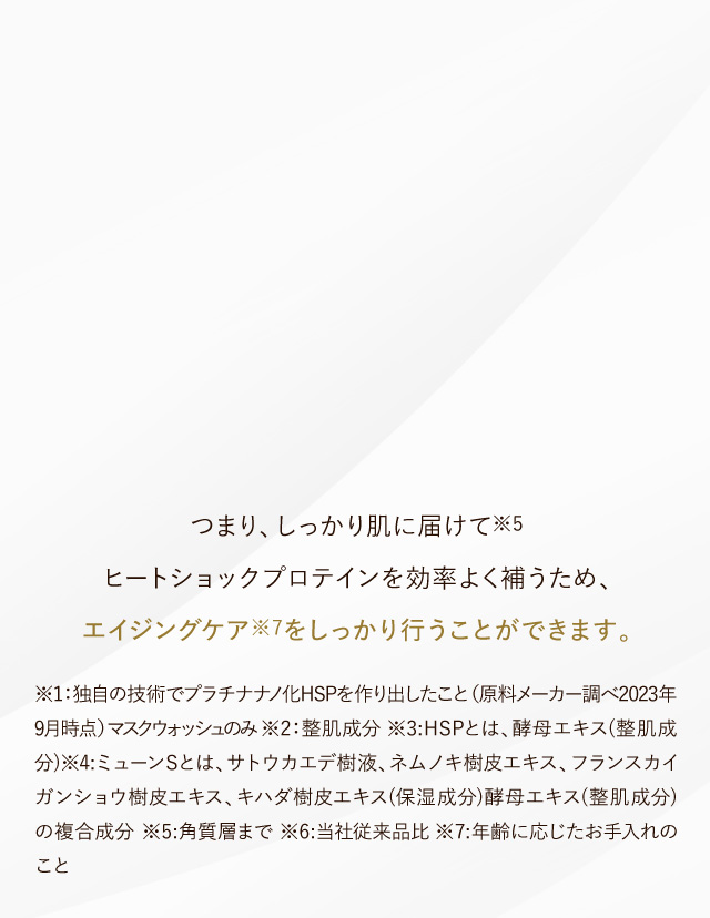 つまり、しっかり肌に届けて熱タンパク質を効率よく補うため、エイジングケア※7をしっかり行うことができます。