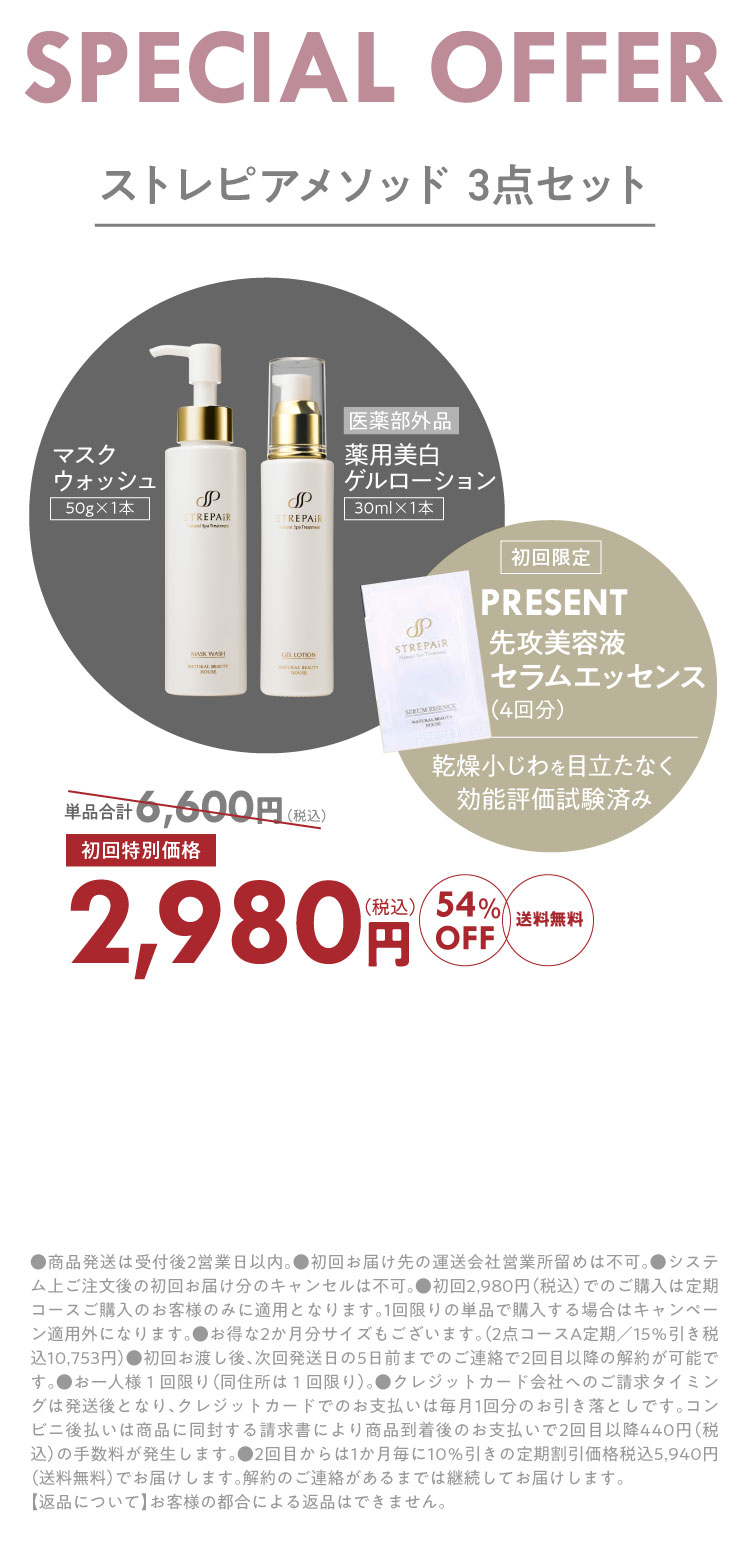 たっぷり1ヶ月分！初回限定お試しセット | 年齢による3大残念肌